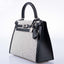 Hermès Kelly 25 Sellier Quadrille Black and White Viking Toile and Swift leather Palladium Hardware