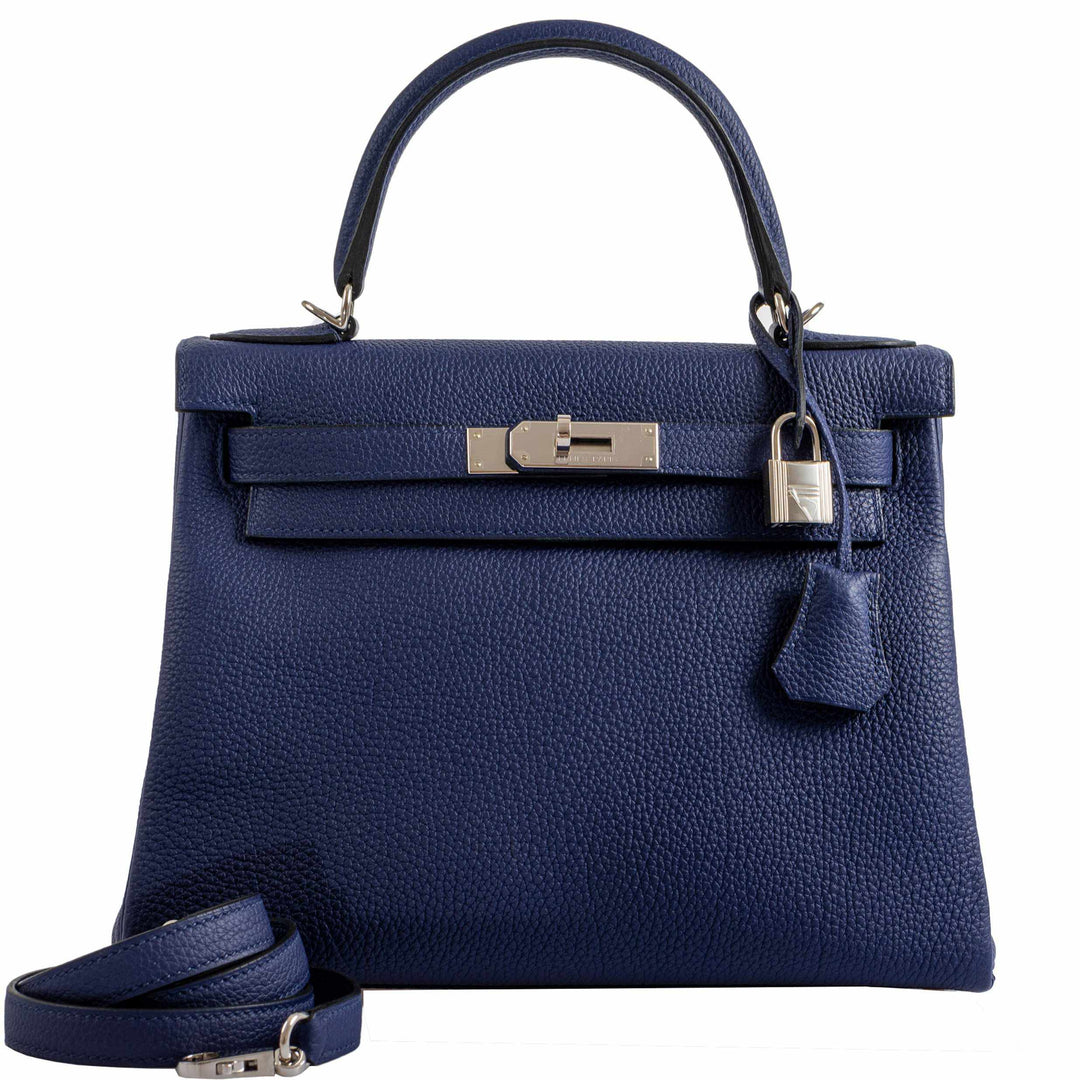 Hermès Kelly 28 Retourne Blue Encre Togo Palladium Hardware – JaneFinds