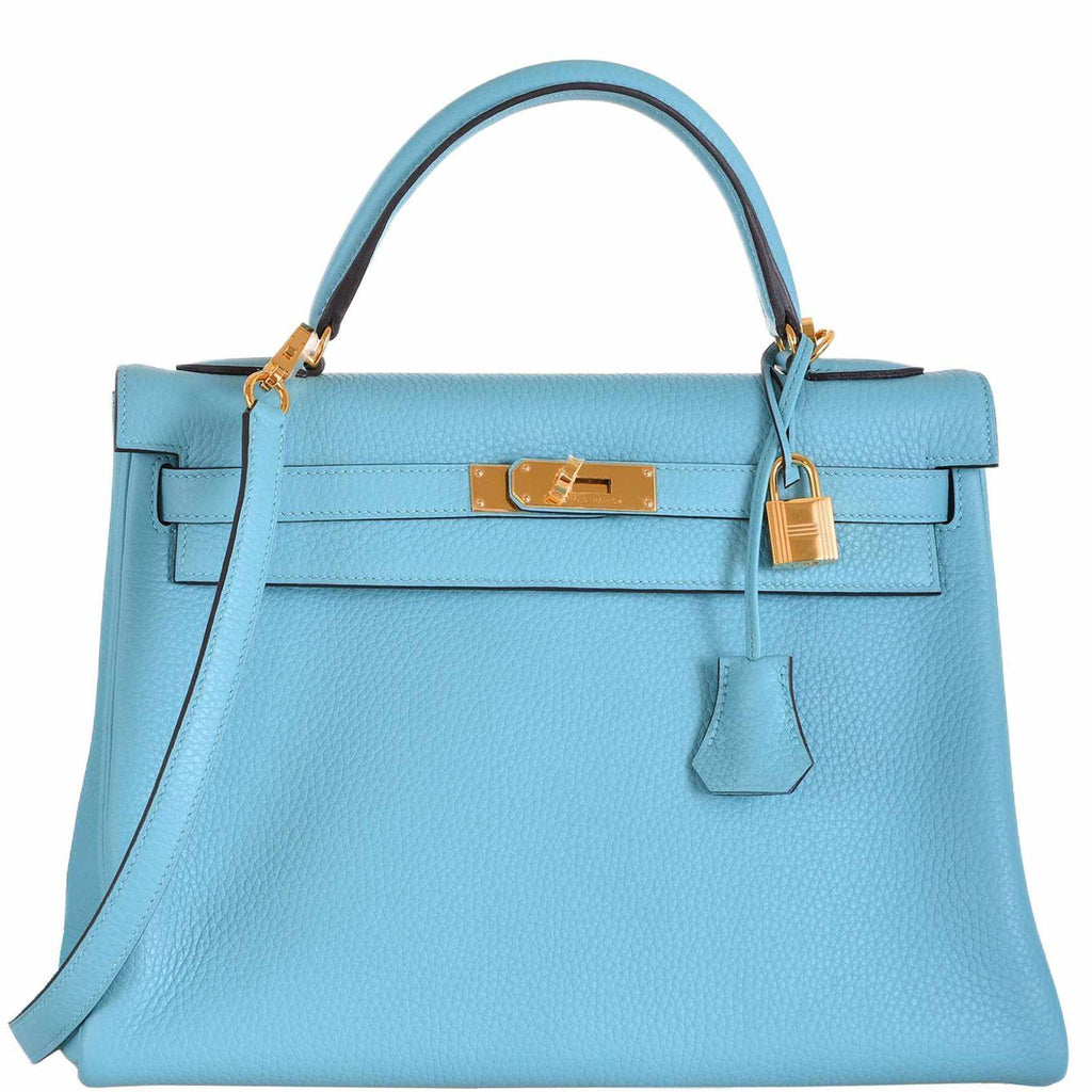 Hermès Kelly 32 Retourne Saint Cyr Blue Togo Gold Hardware – JaneFinds