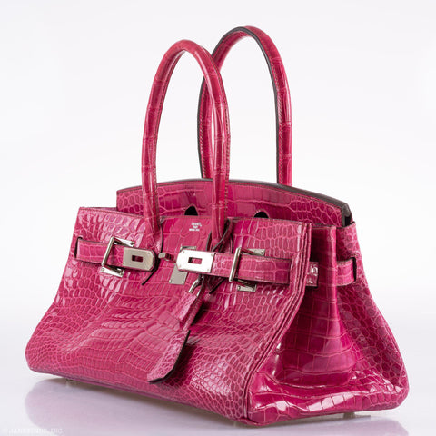 Hermès Rouge H Shiny Crocodile Porosus JPG Shoulder Birkin 42