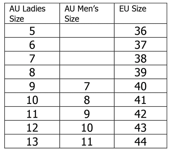 Skooda sizing chart