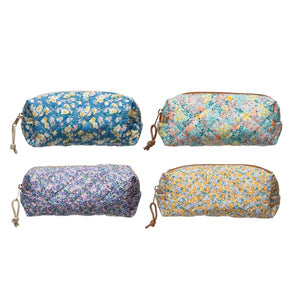 Quilted Cotton Floral Chintz Zip Pouch, 4 Styles