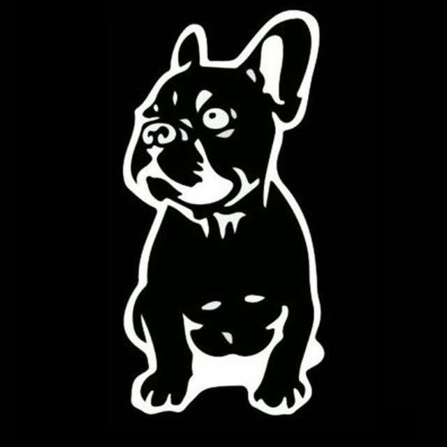 Sitting French Bulldog Puppy Outline Drawing Sticker (3