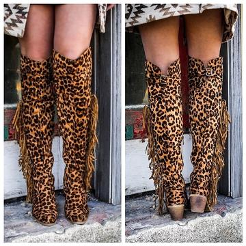 leopard over the knee boots