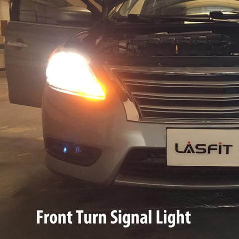 Lasfit W21W on 2014 Nissan-Sentra front turn signal light