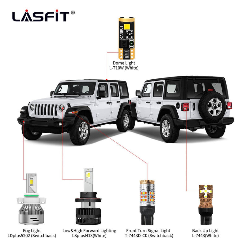 Jeep Wrangler LED Bulbs Parts Replacement Upgrade｜Lasfit