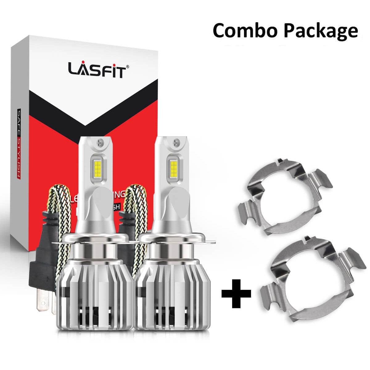 LC Plus H7 LED Bulbs 50W 5000LM 6000K White Plus H7 Bulb Adapter