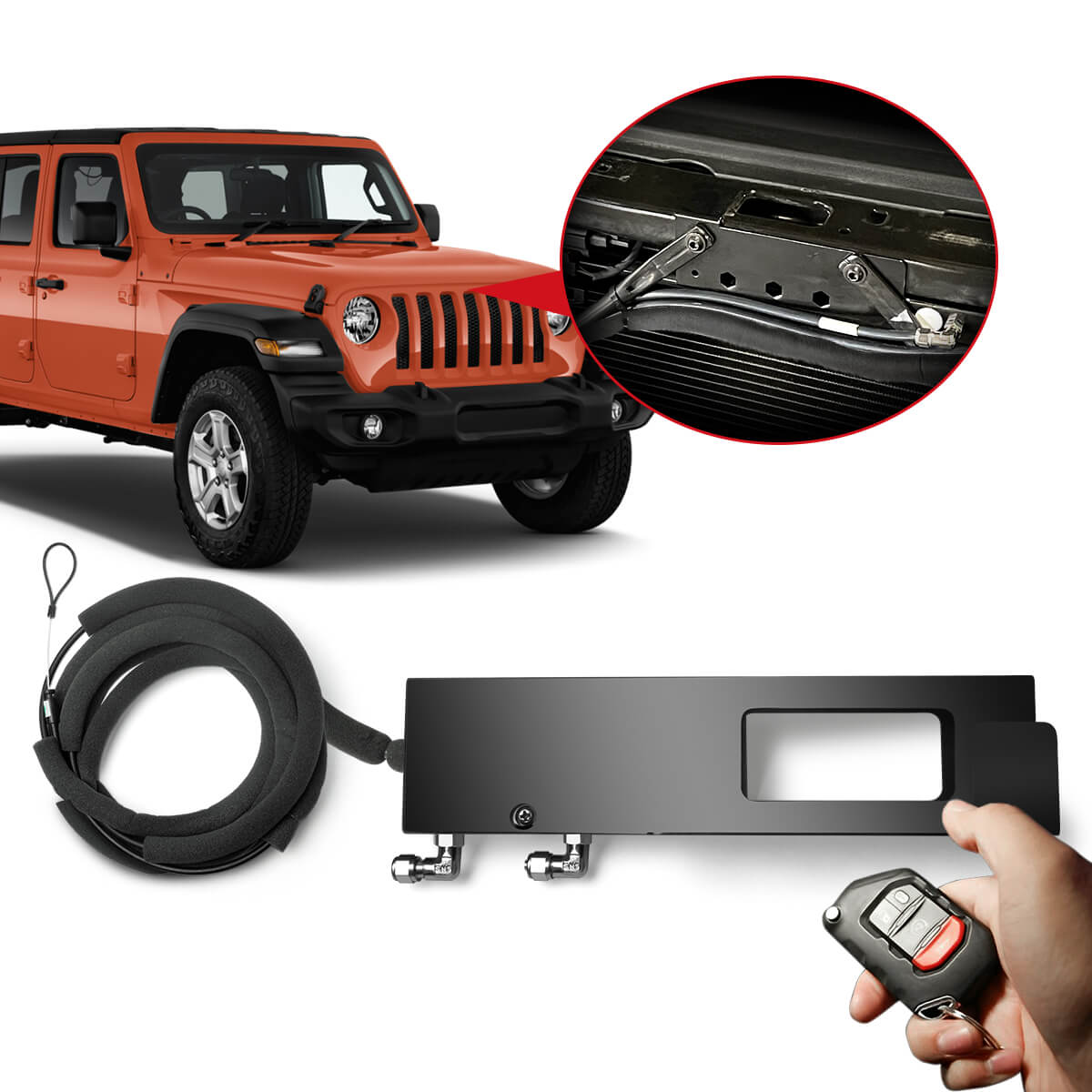 Lasfit Stealth Anti-Theft Automatic Hood Lock System for 18-23 Jeep Wr