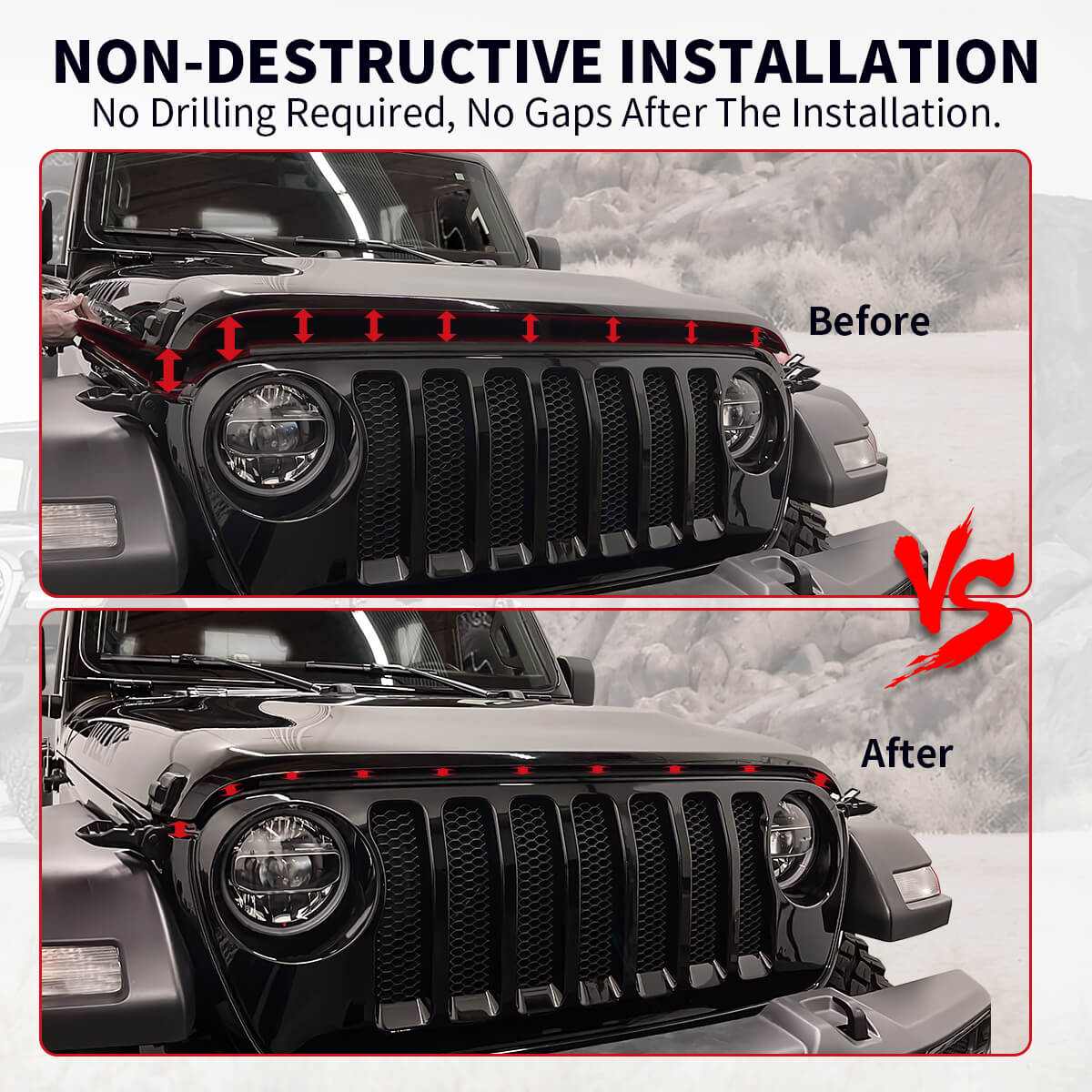 Lasfit Stealth Anti-Theft Automatic Hood Lock System for 18-23 Jeep Wr