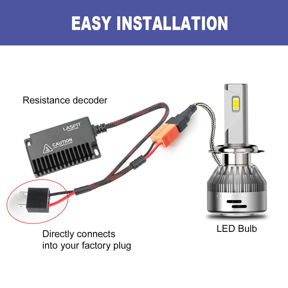 H7 Bulb Load Resistor Anti-Hyper Flash Error Free