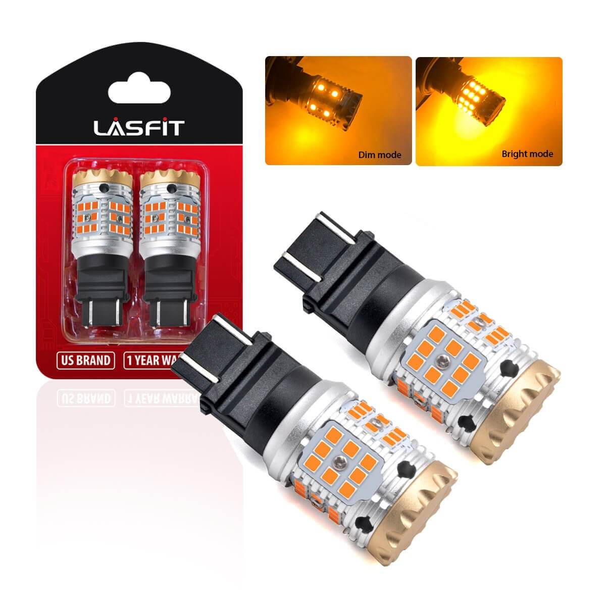 3157 4057 CANBUS Anti Hyper Flash LED Turn Signal Lights | Amber Yellow