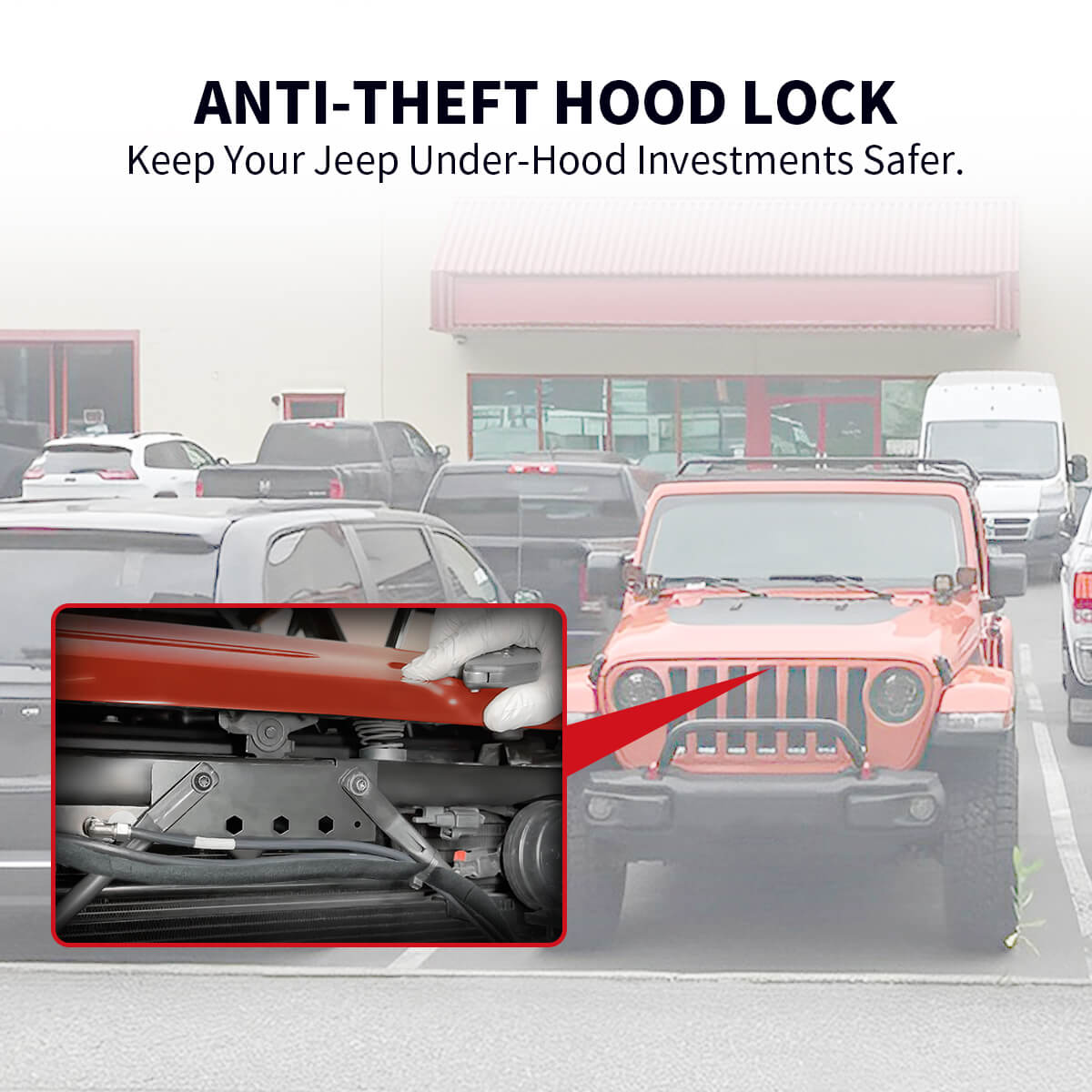 Lasfit Stealth AntiTheft Automatic Hood Lock System for 1823 Jeep Wr