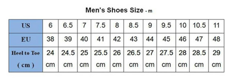 Front Lace-Up Leather Ankle Boots Men Casual High Top Shoes - Size Chart