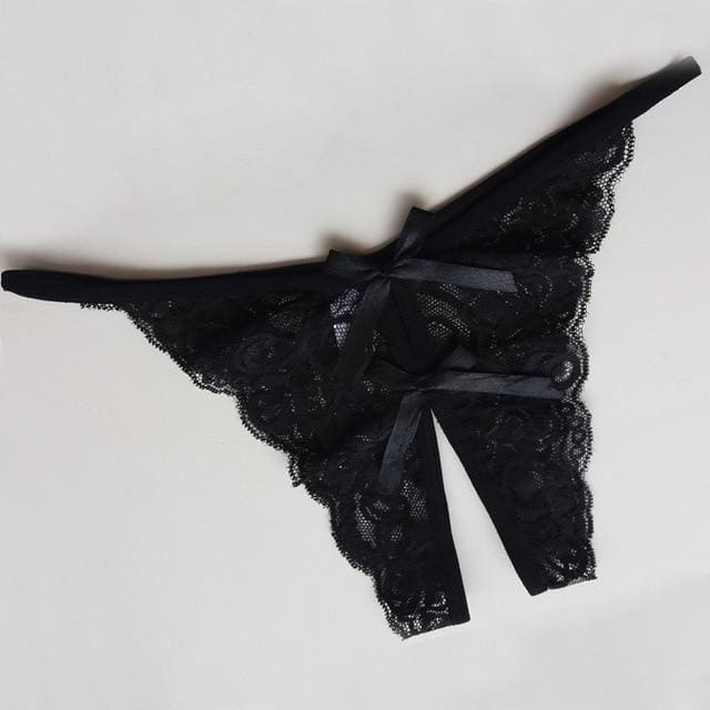 Flower Lace Female Briefs Thongs G String Women Sexy Opening Crotch Pa
