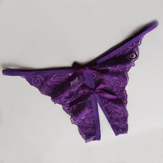 Flower Lace Female Briefs Thongs G String Women Sexy Opening Crotch Pa