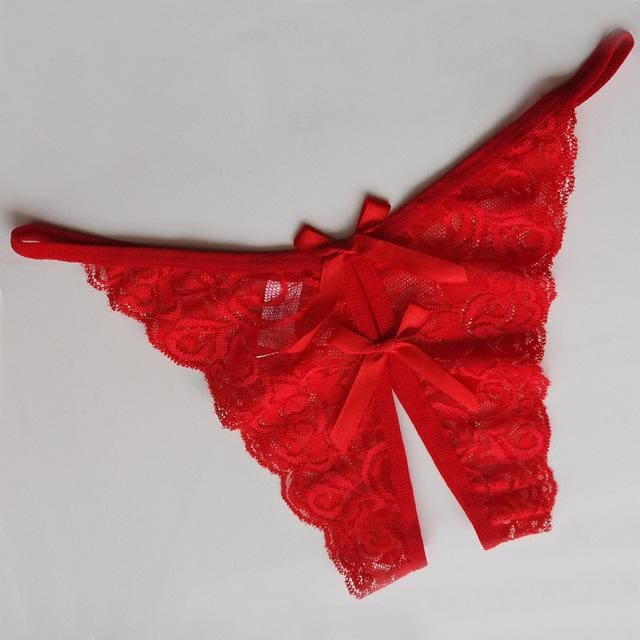 Flower Lace Female Briefs Thongs G String Women Sexy Opening Crotch Pa