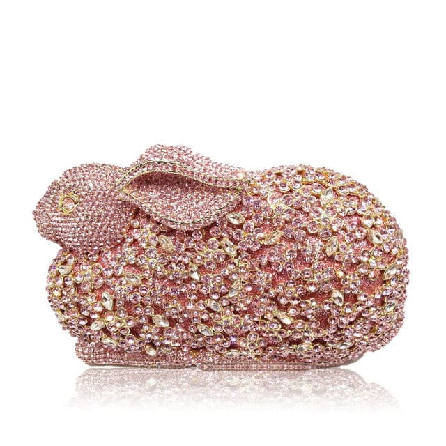 Luxury Rabbit Bunny Gold Crystal Minaudiere Clutch Evening Bag For Wom