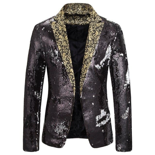 Luxury Royal Blue Sequin Glitter Blazer For Men