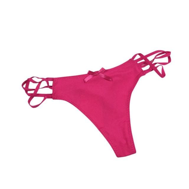 seamless g string thong underwear hollow out rose / one size
