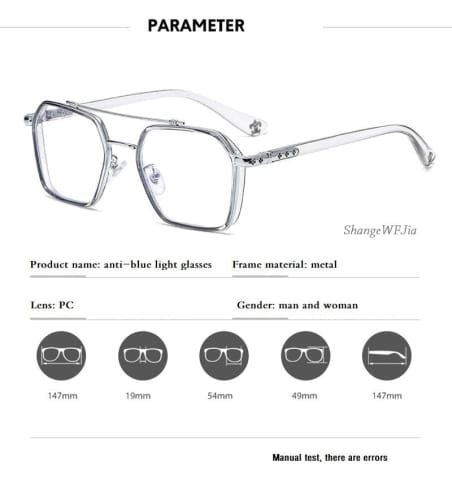 NEW Double Bridge Square Anti-Blue Light Glasses