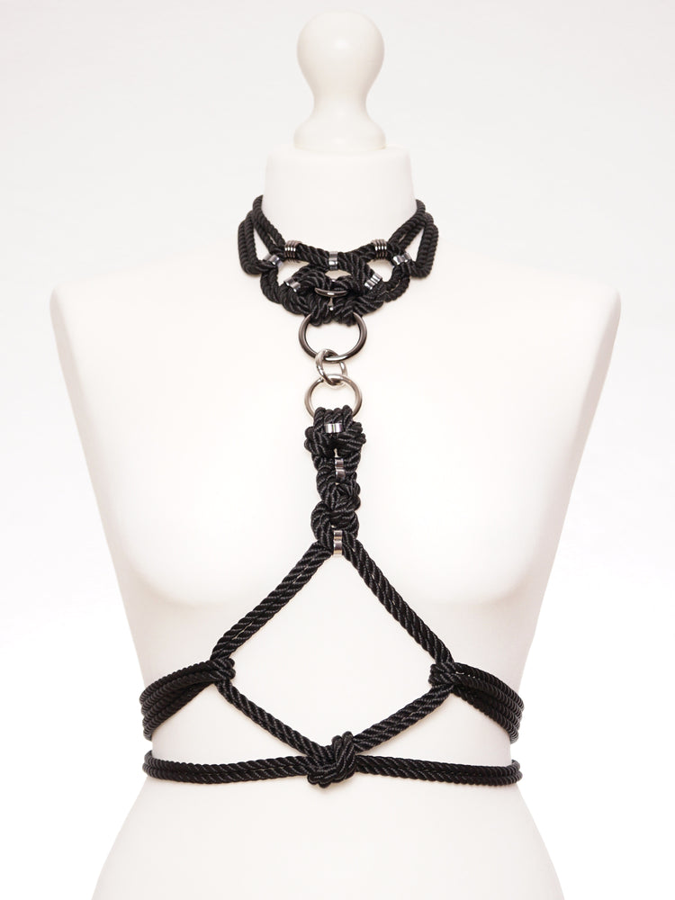 Megami Choker With Detachable Self Tie Harness Black Figure Of A