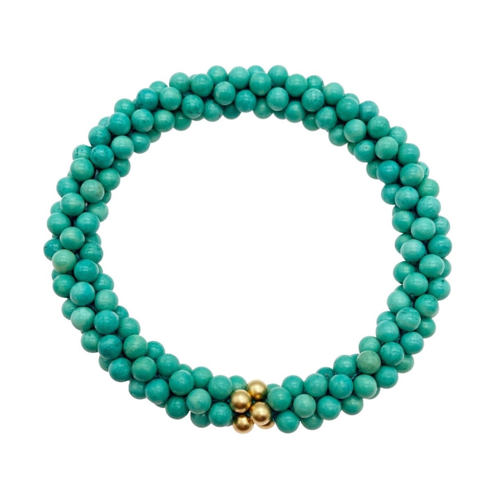 Colorful Beaded Bracelets | Large Multicolor Beads | Gold/Silver Beads Green/Teal (B) / Rose Gold / 7.5 (Women's L)