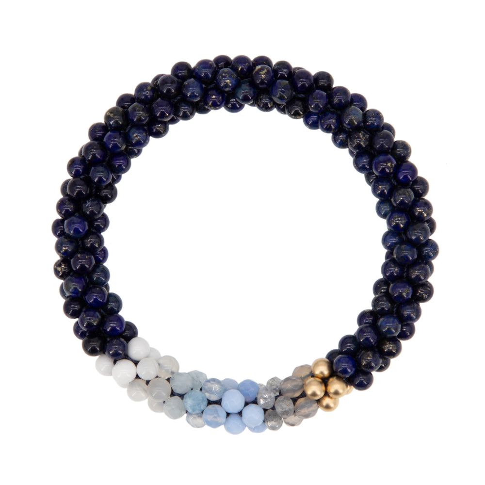 beaded gemstone bracelet: cancer colors on white background