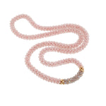 Beaded Gemstone Necklace: Rose Quartz, Labradorite and Gold