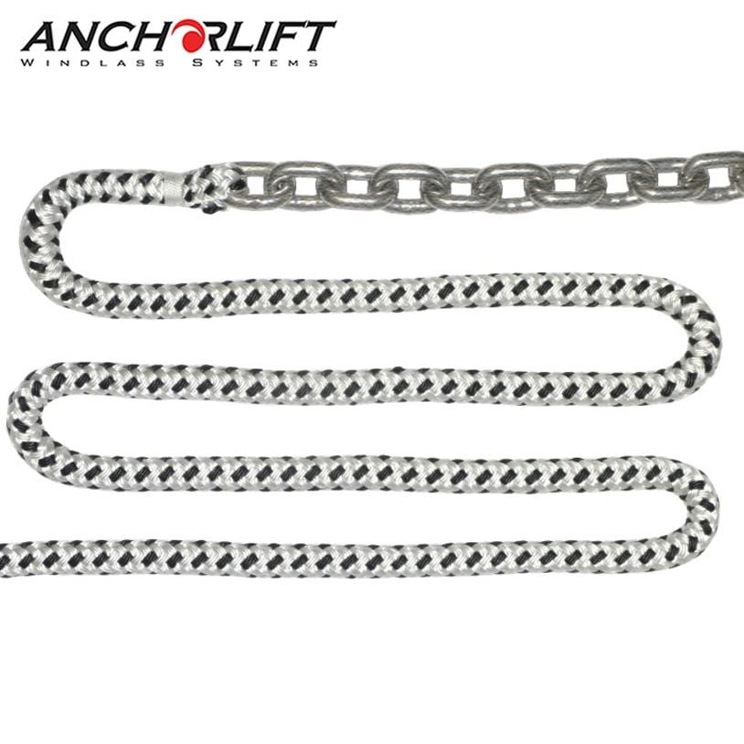 Windlass Anchor Rode 15' of 1/4 Gal G4 Chain 1/2 8 -Plait Nylon Rope