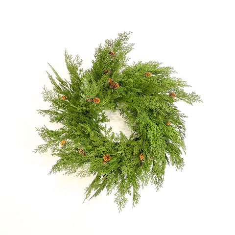 Natural Forest Hemlock Wreath with Pine Cones
