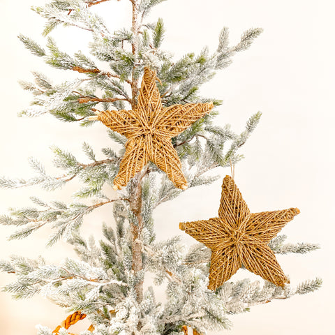 Wrapped Seagrass Star Ornaments
