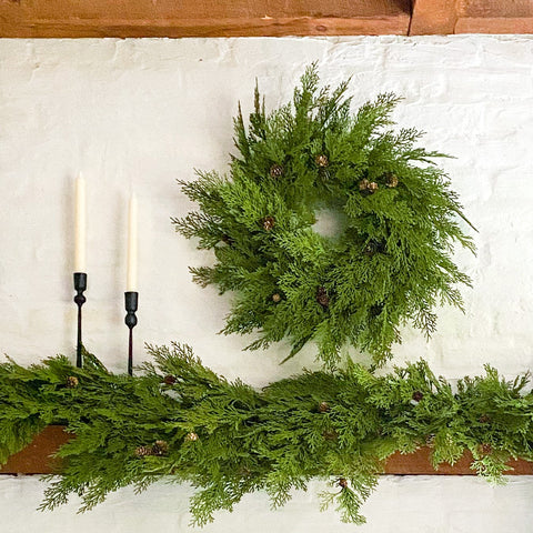 Natural Forest Hemlock Wreath with Pine Cones