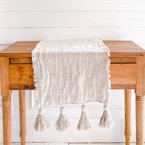 Ivory woven table runner 