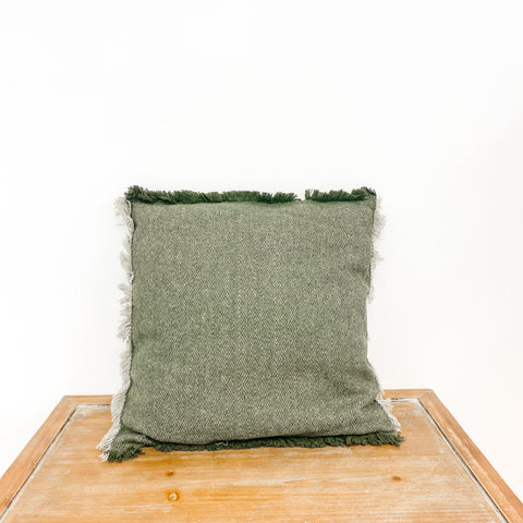 Forest Green & Tan Diamond Wool Blend Pillow