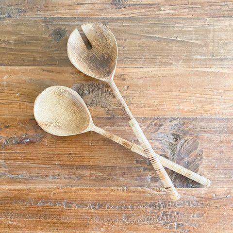 Bamboo wrapped salad servers