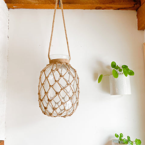 Lattice Woven Glass Lantern