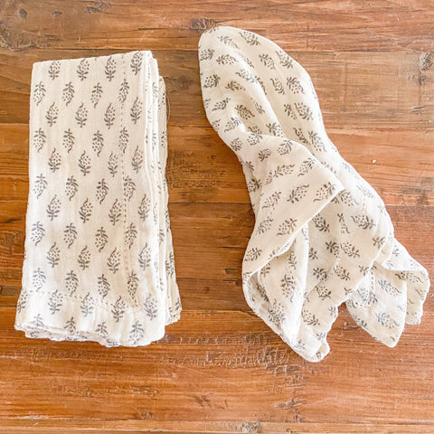 Block print cotton napkin set