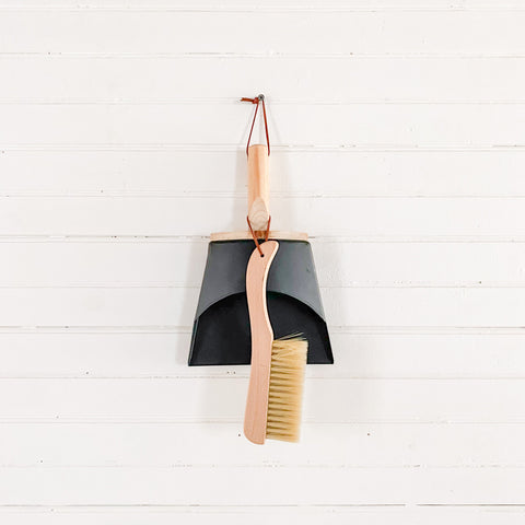 Modern Black and Natural Dustpan & Brush