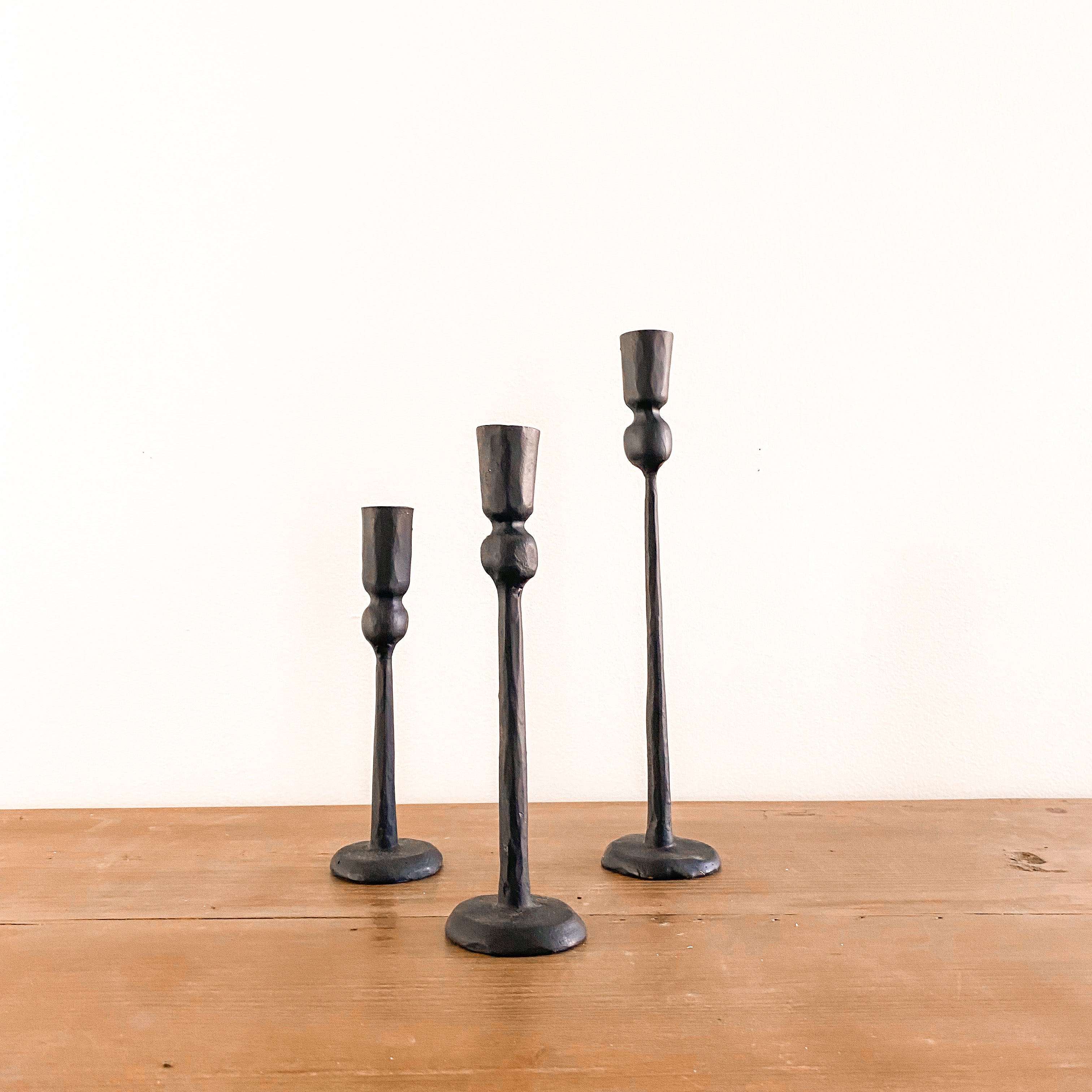 Cast Iron Black Candlestick 3 Sizes