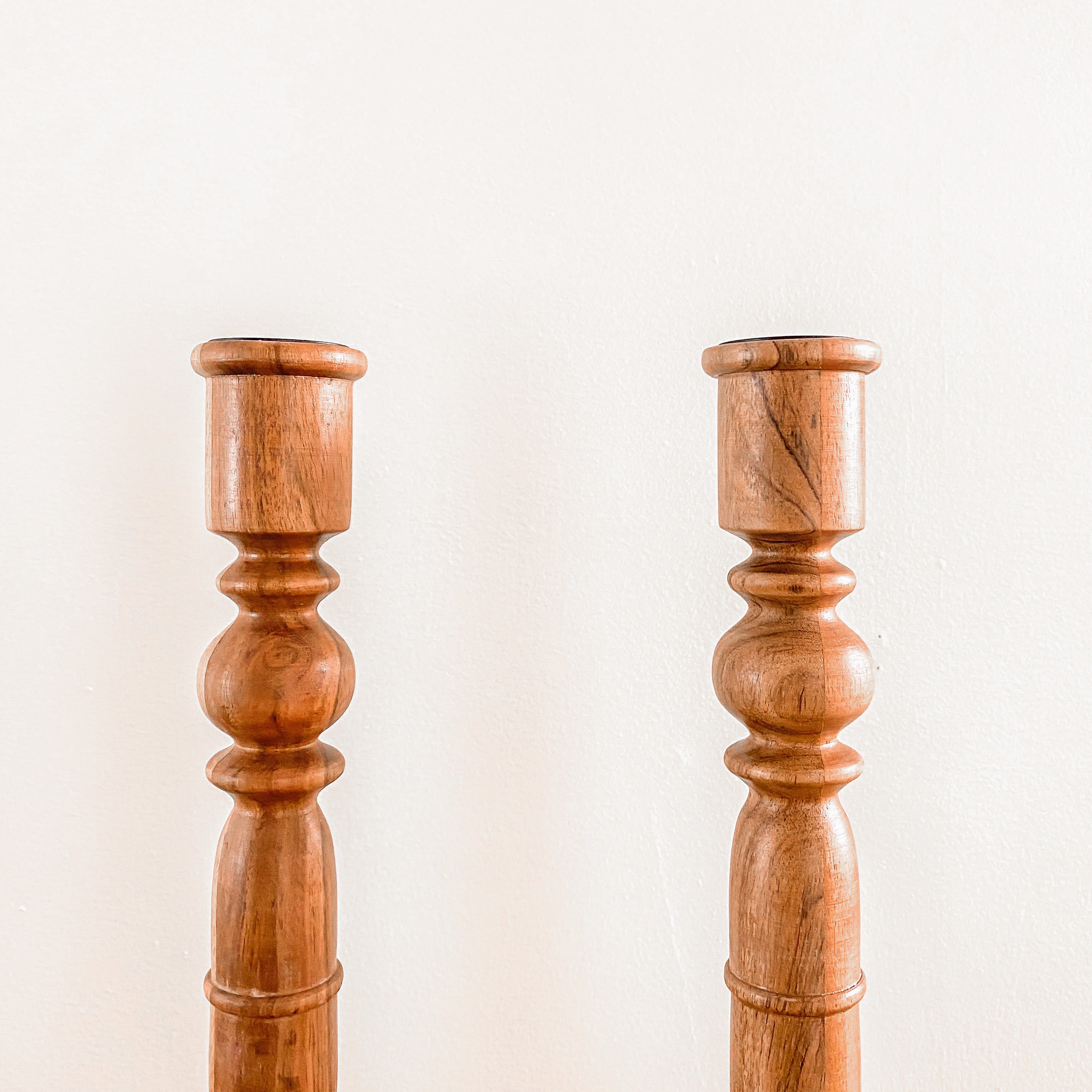 Tall Turned Wood Candle Holder