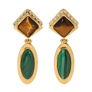 Ophelia Square Malachite Stud Earrings in 18kt Gold Vermeil on Sterling  Silver – BRYONY BEL.