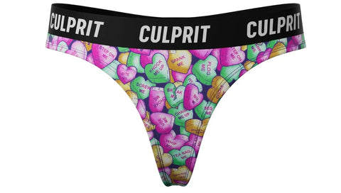 Candy Hearts themed thongs by culprit underwear