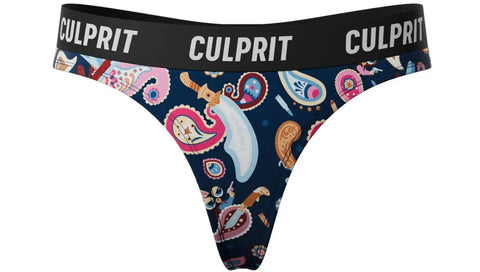 Crime Paisley themed thongs by culprit underwear