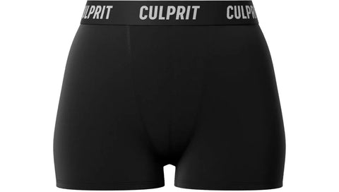 Stealth black themed booty shorts from Culprit