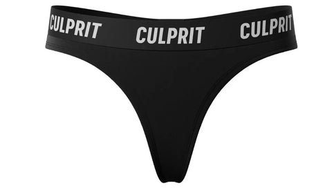 Stealth Black themed thongs by culprit underwear