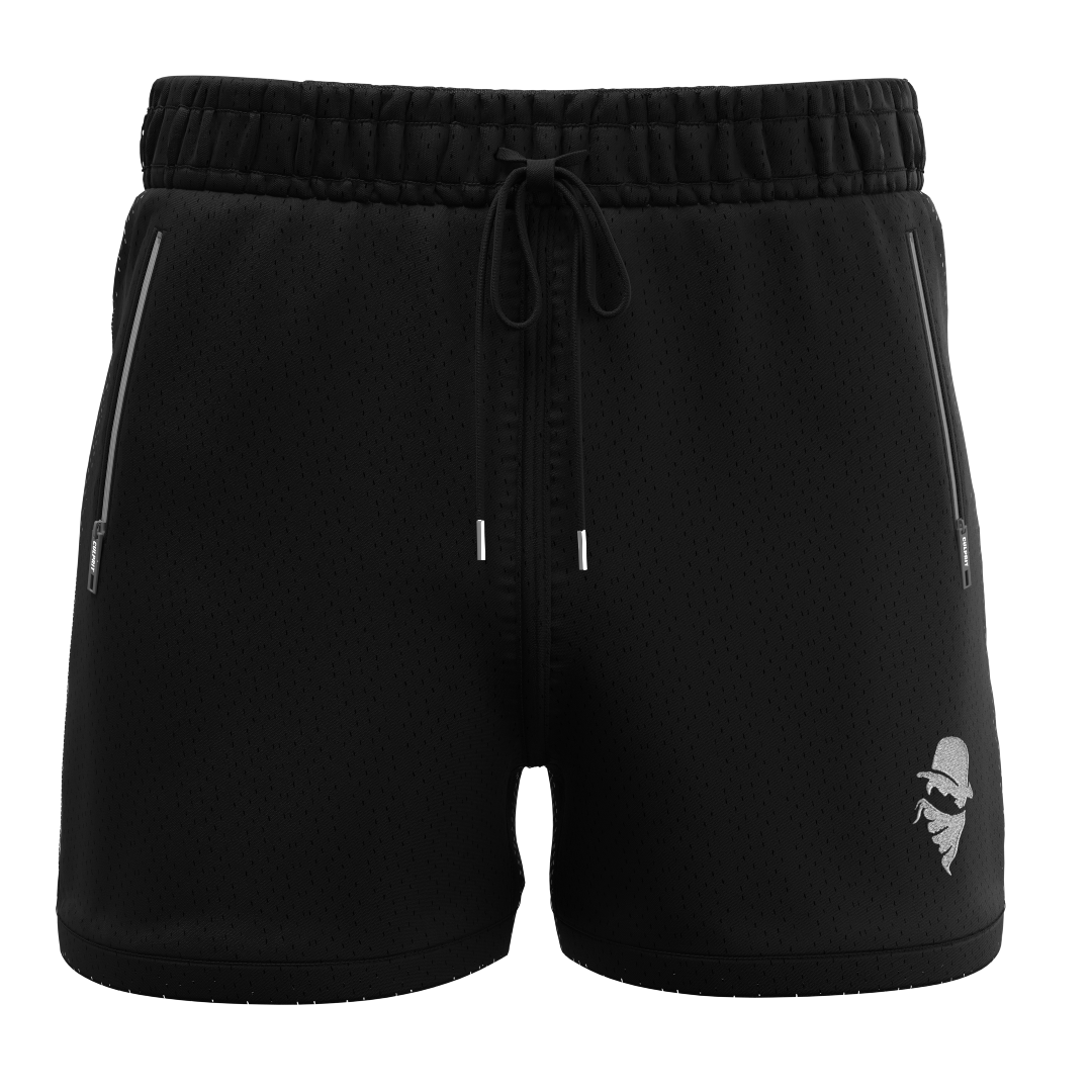 SuperMesh™ Zipper Shorts: Stealth Black