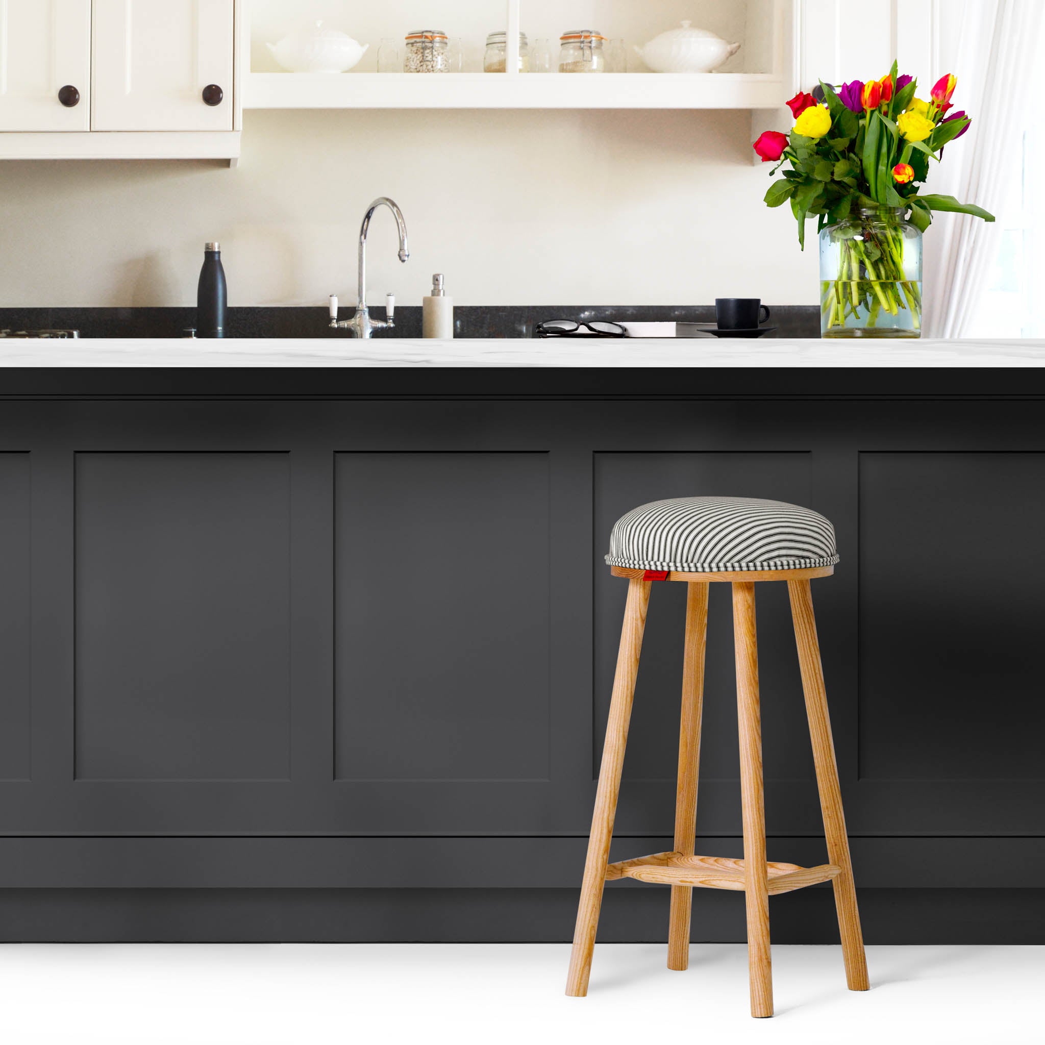 linen upholstered counter stools