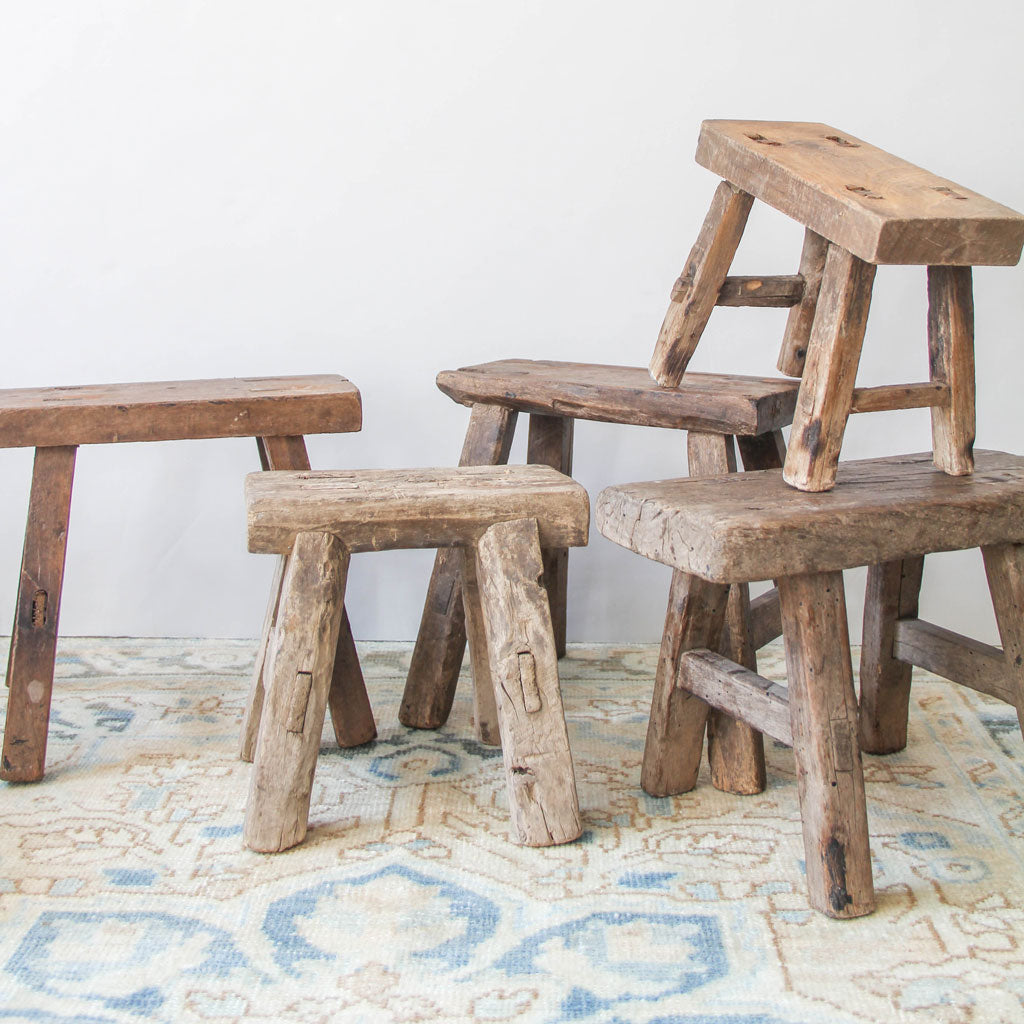 Vintage Elm Stool XI