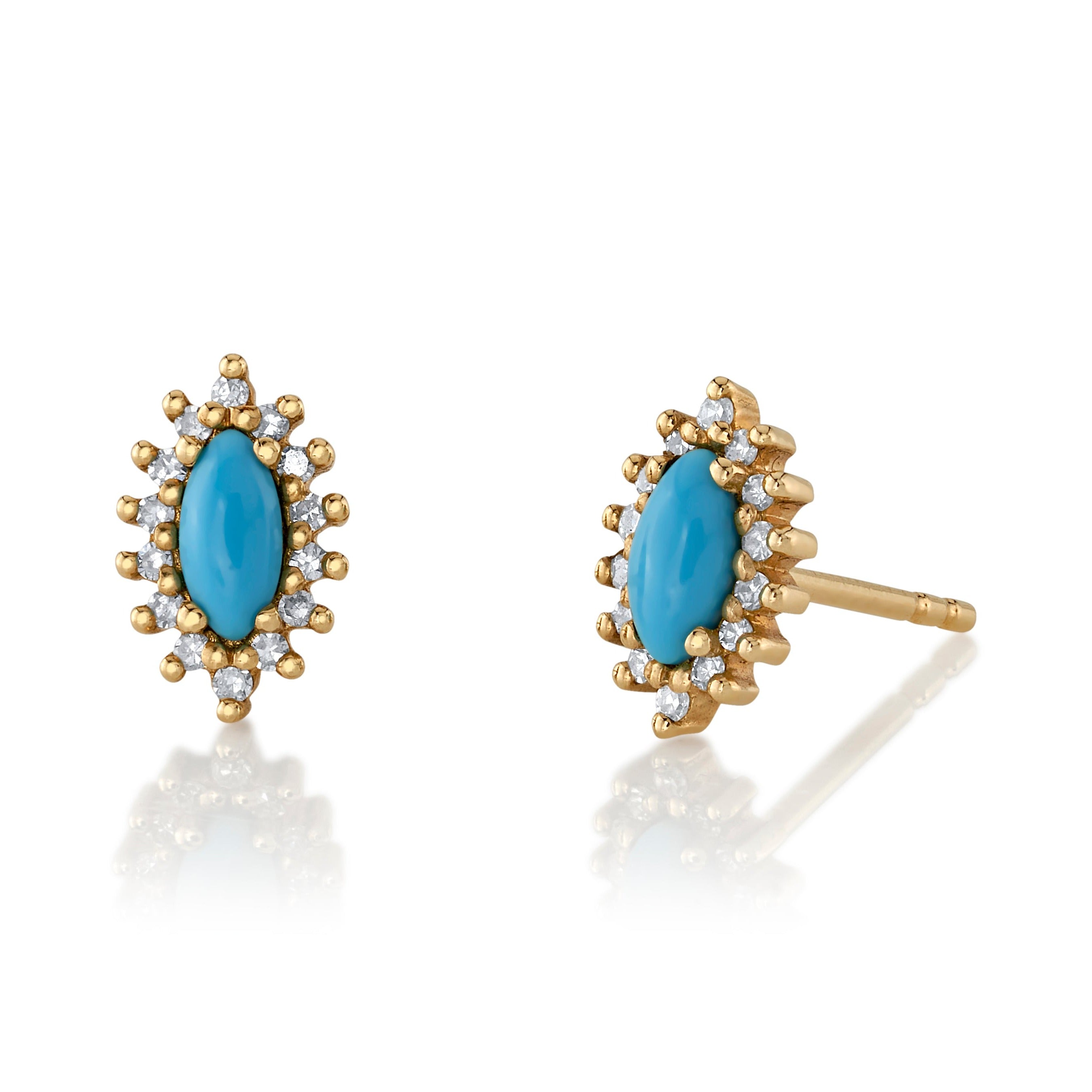 David Yurman Elements Button Earrings in 18k Yellow Gold with Turquoise and  Pave Diamonds | Lee Michaels Fine Jewelry stores
