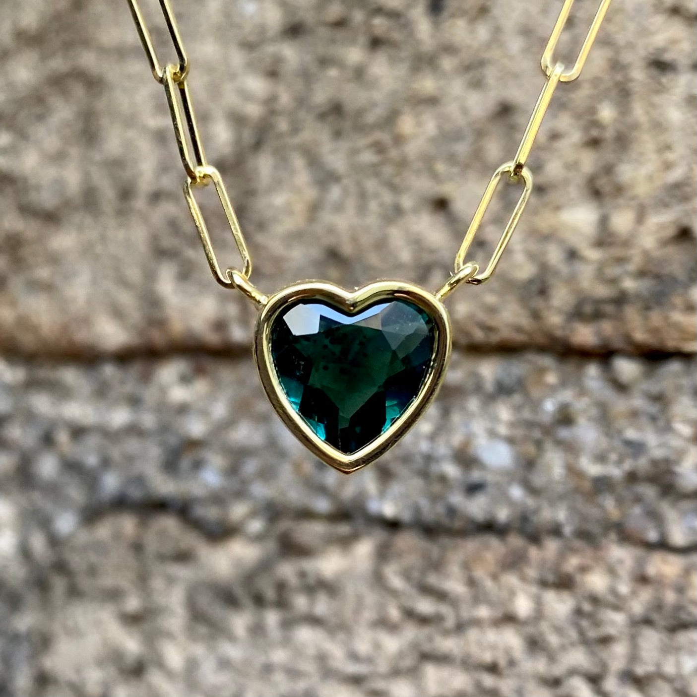 Green Tourmaline Heart Bea Necklace